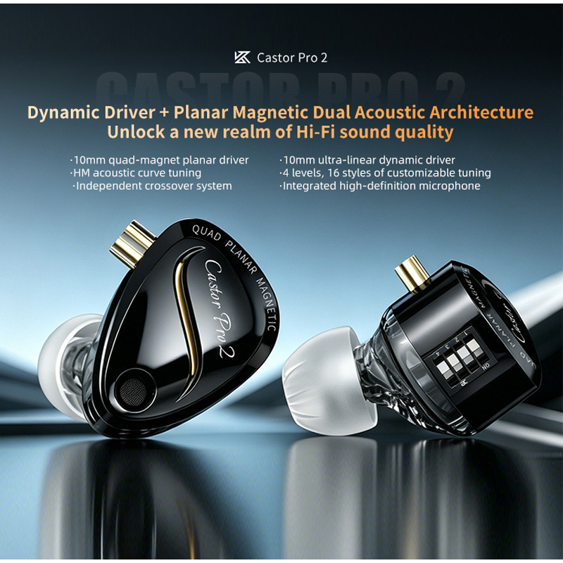 KZ Castor Pro 2 HiFi IEM Earph - Type C Wired Earphones With Mic 评论和价格
