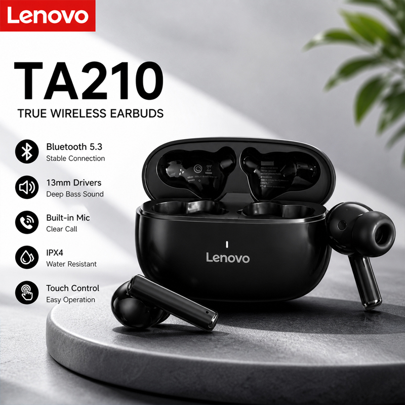 New Lenovo TA210 Bluetooth Wir - Anc Wireless Over Ear Headphones 评论和价格