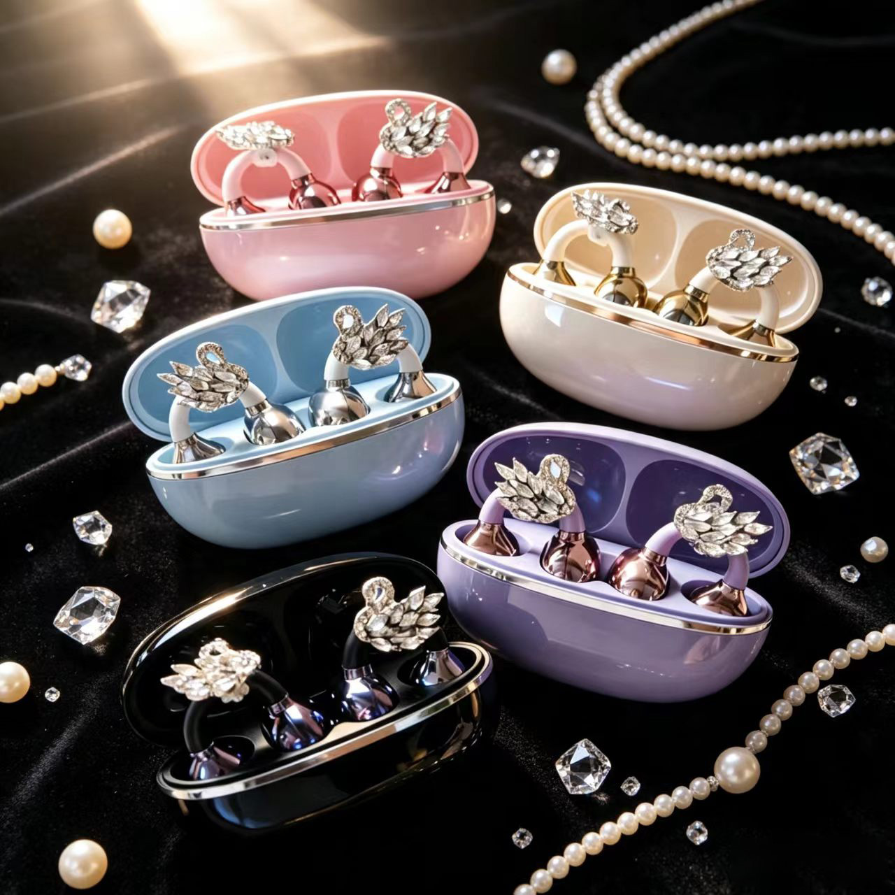 Fashion Swan Clip On Bluetooth - Type C Wired Earphones With Mic 评论和价格