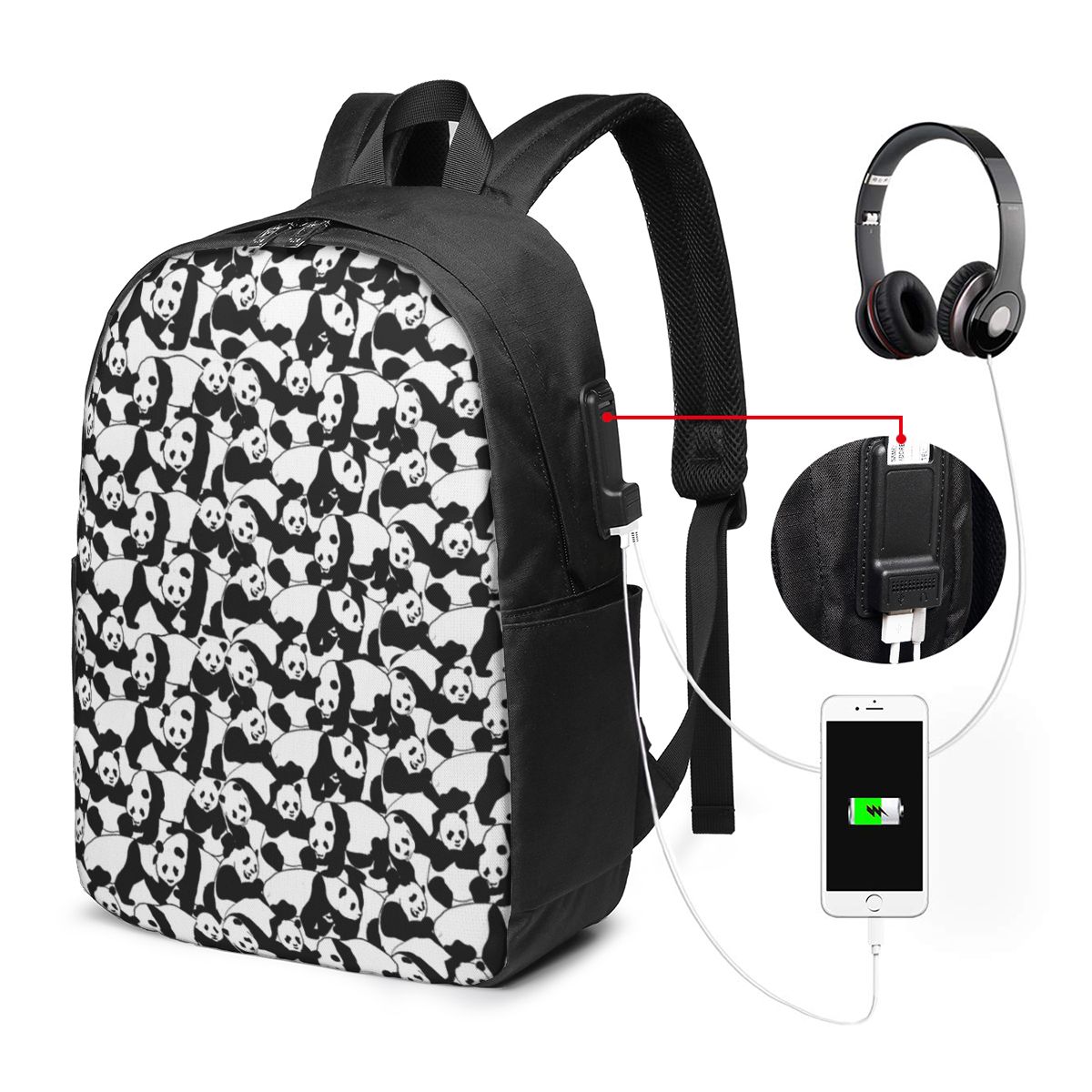 Panda Pattern Backpack Travel  - Laptops 评论和价格